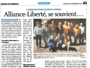 Article paru dans le Journal de Cossonay du 05/09/2014