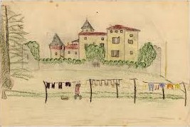 Dessin d’enfant du château de la Hille